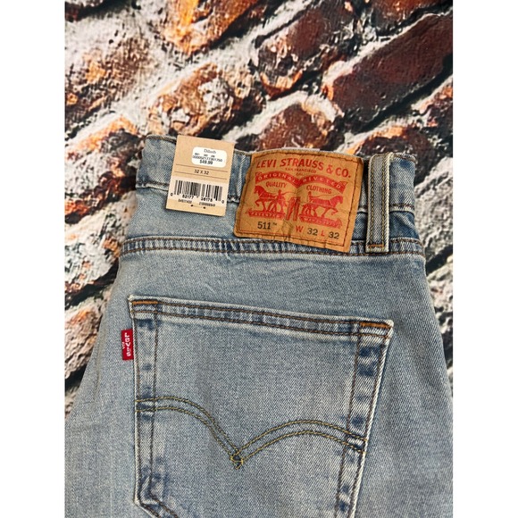 Levi's 511 Slim Fit Stretch Jeans Light Wash Denim Mens W32 L32 NWT - Picture 4 of 6
